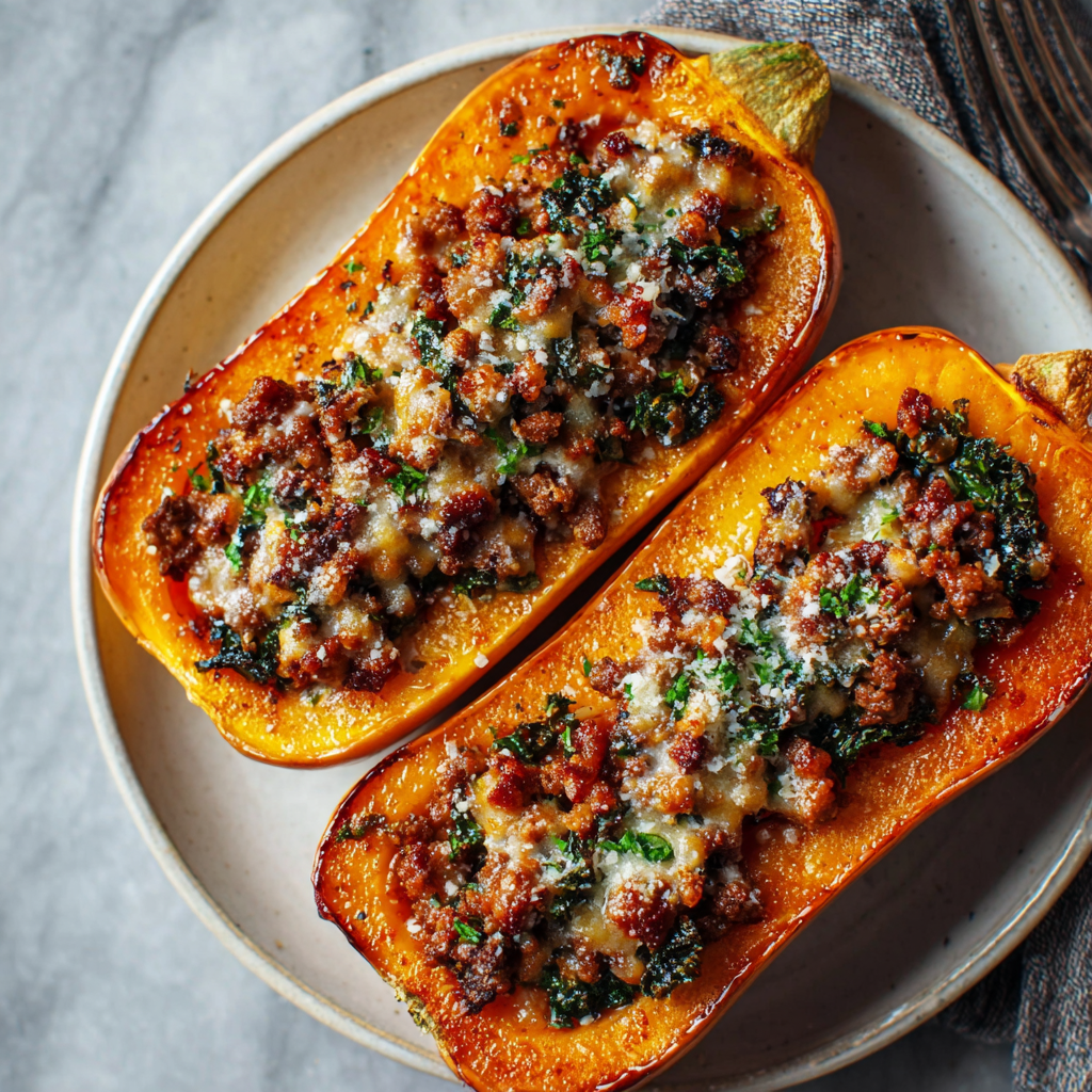 Sausage Stuffed Butternut Squash (The Ultimate Edible Bowl)