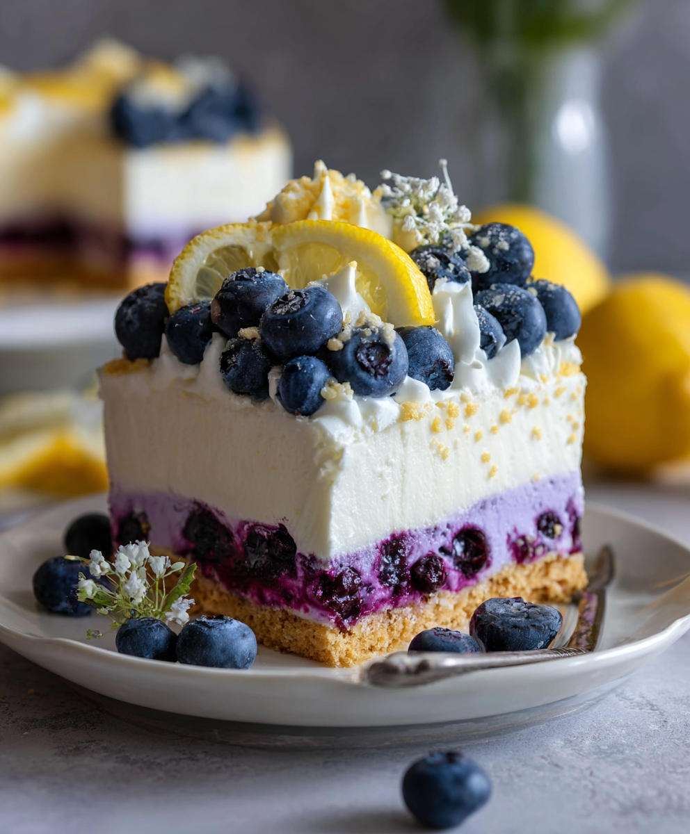 No-Bake Lemon Blueberry Cream Cake: A Dazzling Summer Showstopper