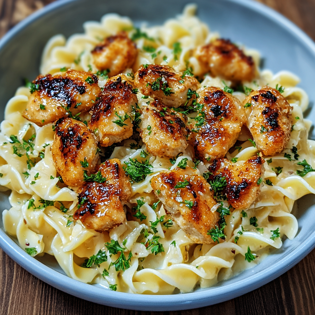Garlic Butter Chicken Bites with Savory Creamy Parmesan Pasta: The Ultimate 30-Minute Power Dinner