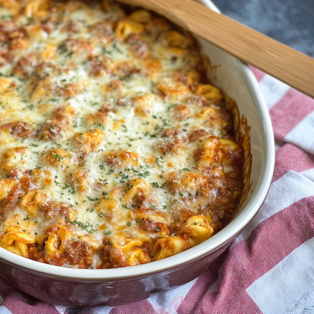 Cheesy Baked Tortellini Casserole with Meat Sauce: The Science of High-Density Comfort