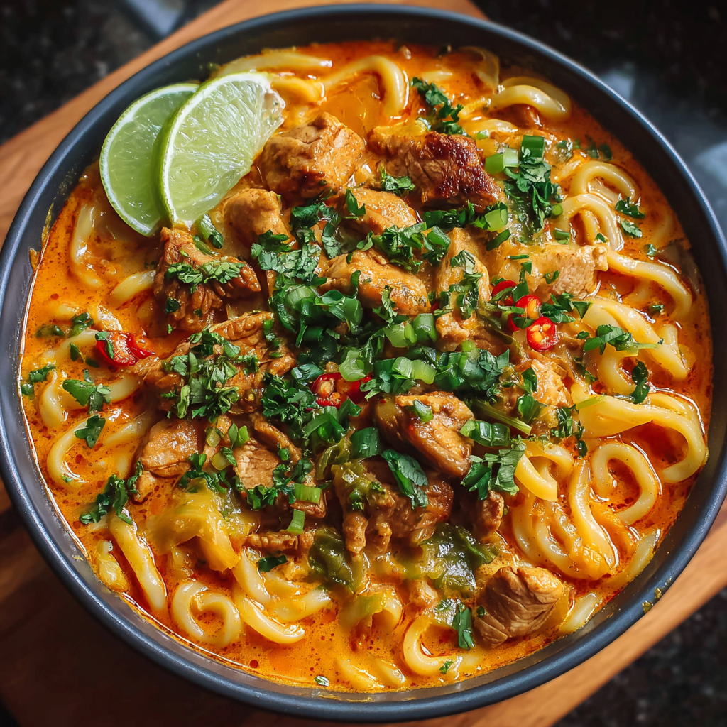 Thai-Inspired Coconut Red Curry Chicken Udon (20-Minute One-Pot)