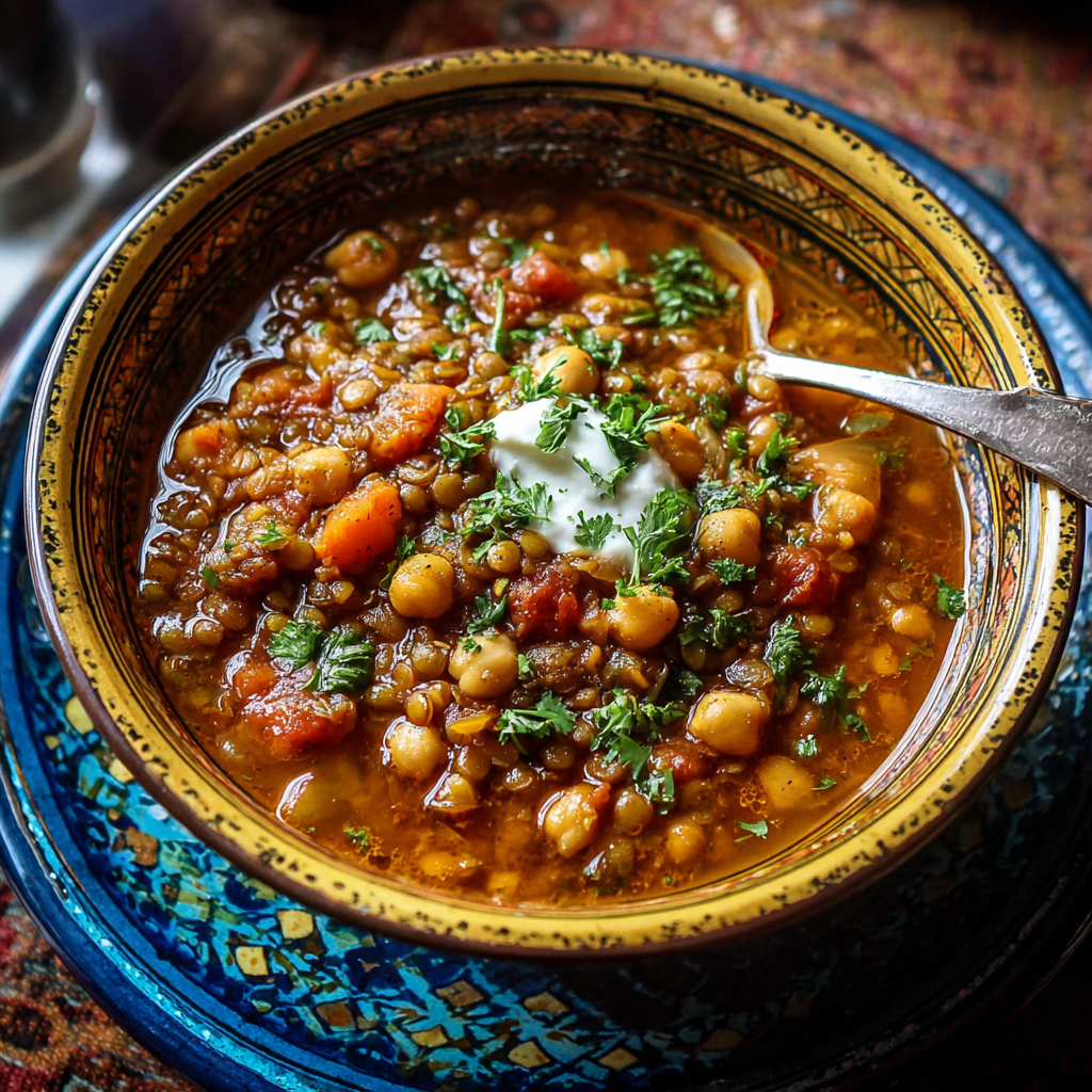 Crockpot Moroccan Lentil and Chickpea Soup (Hearty, Spiced &#038; Effortless)