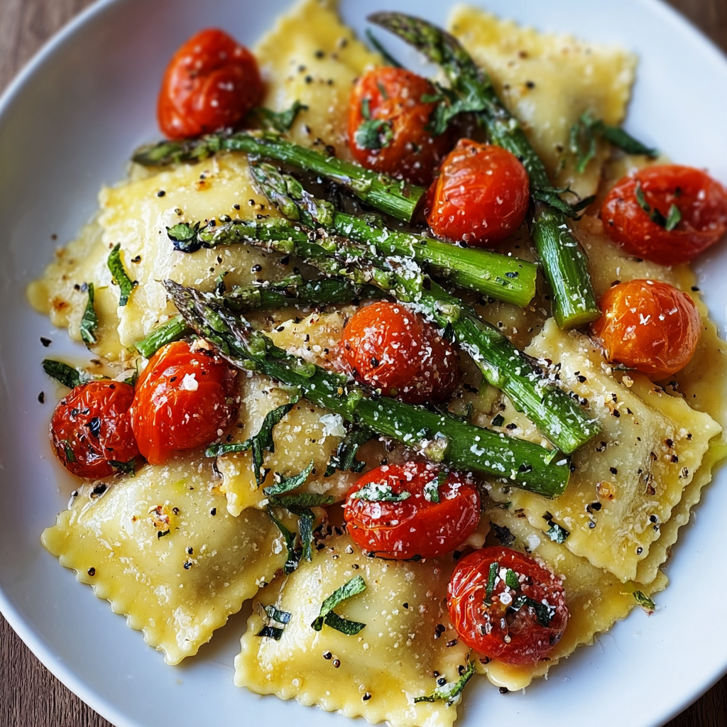 Ravioli with Asparagus, Cherry Tomatoes &#038; Fresh Herbs: A Fresh Italian-Inspired Pasta Delight