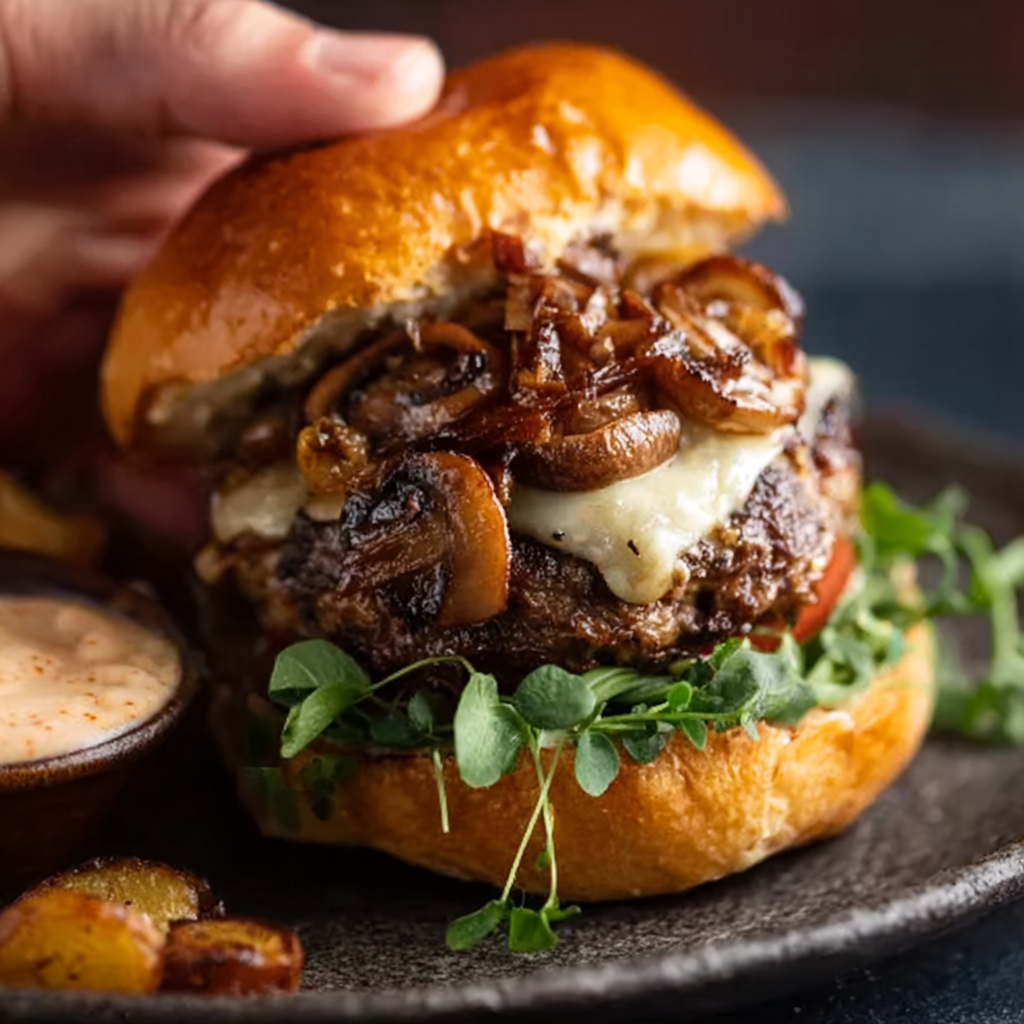 Swiss Mushroom Burgers – Juicy Vegetarian Burger