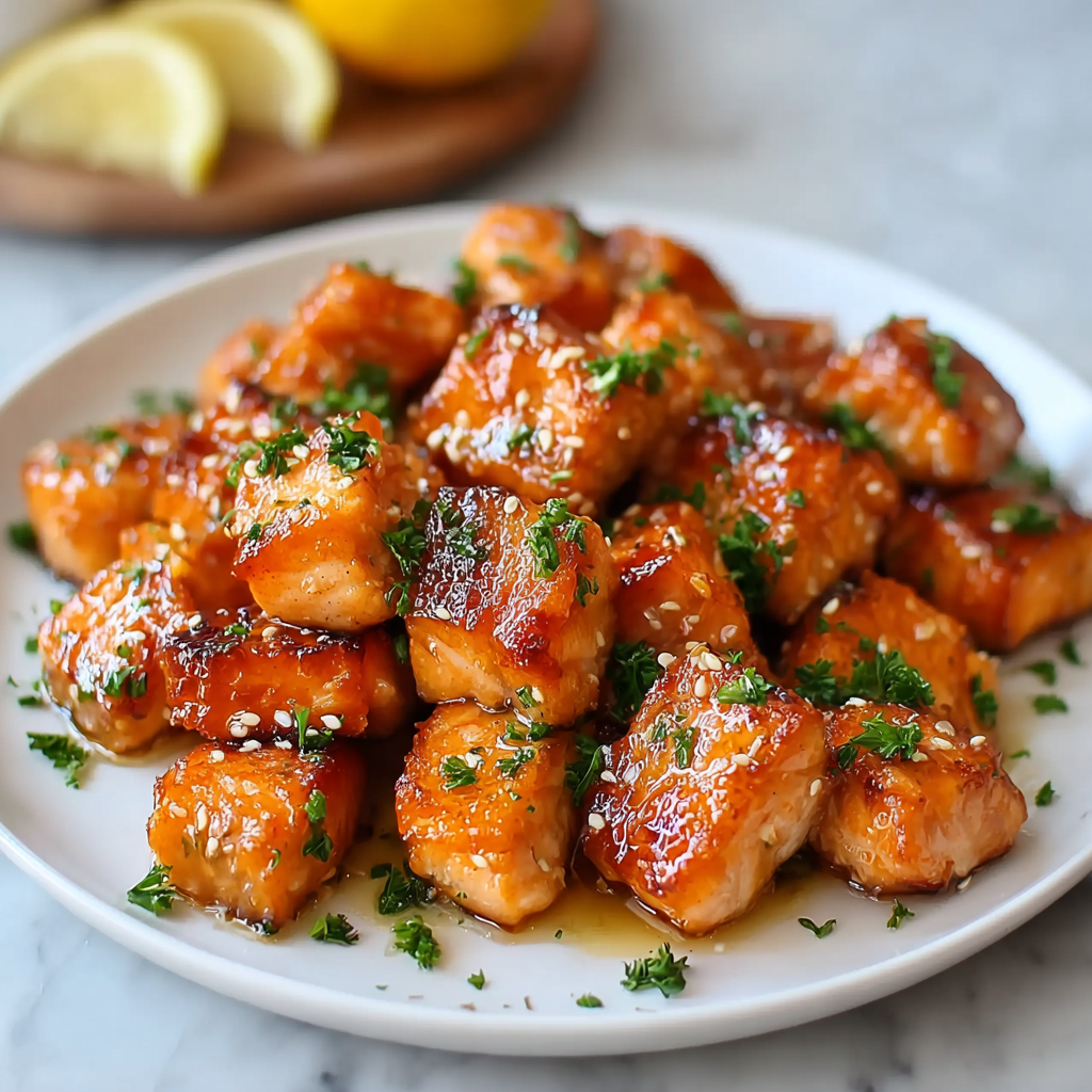 Air Fryer Honey Garlic Salmon Bites
