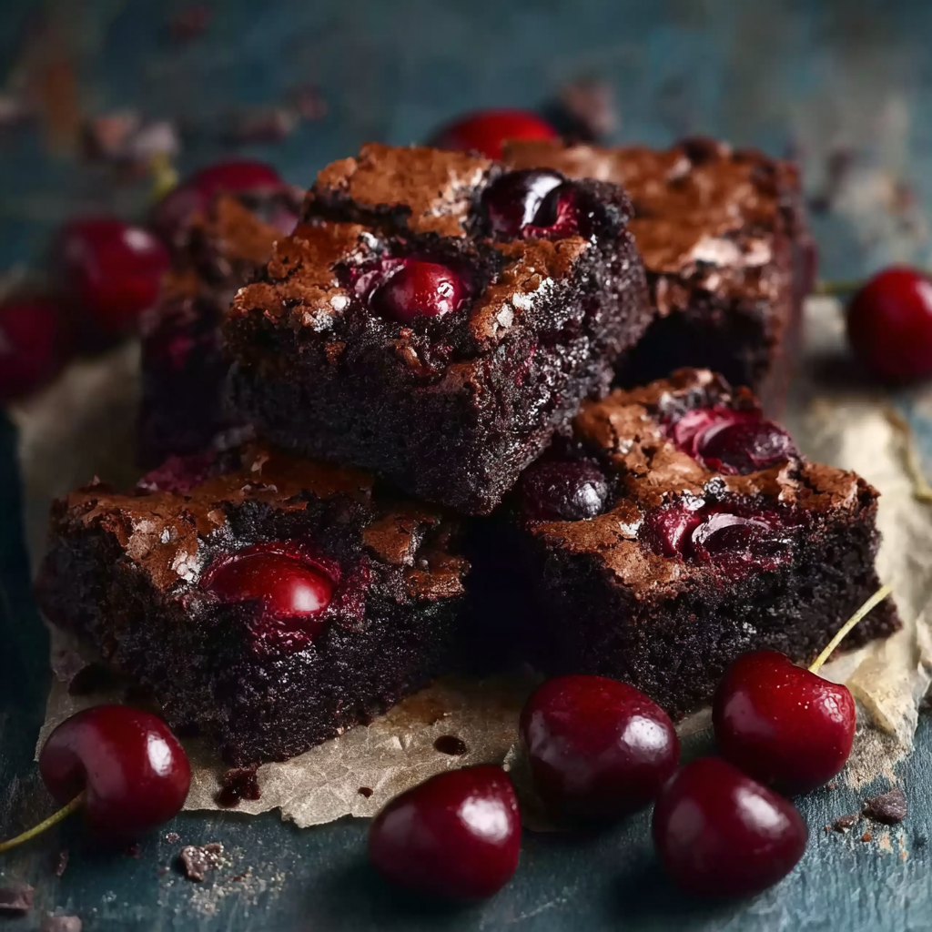 Ultra-Fudgy Brownies with Roasted Cherries