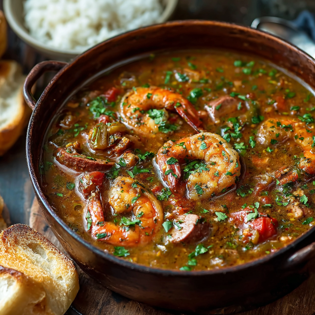 Authentic Cajun Gumbo (Dark Roux, Chicken, Andouille &#038; Shrimp, 90 Min)
