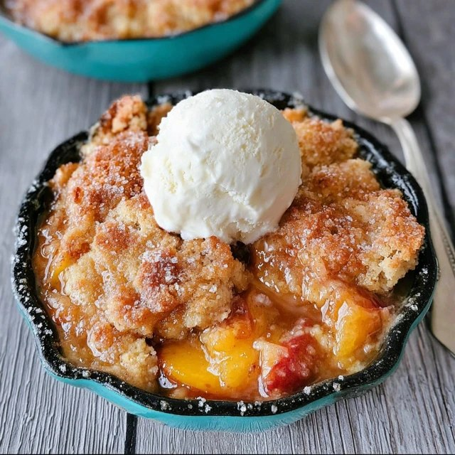 Peach Cobbler With Ice Cream (Fresh Peaches, Buttery Biscuit Topping, Vanilla Ice Cream, 1 Hr)