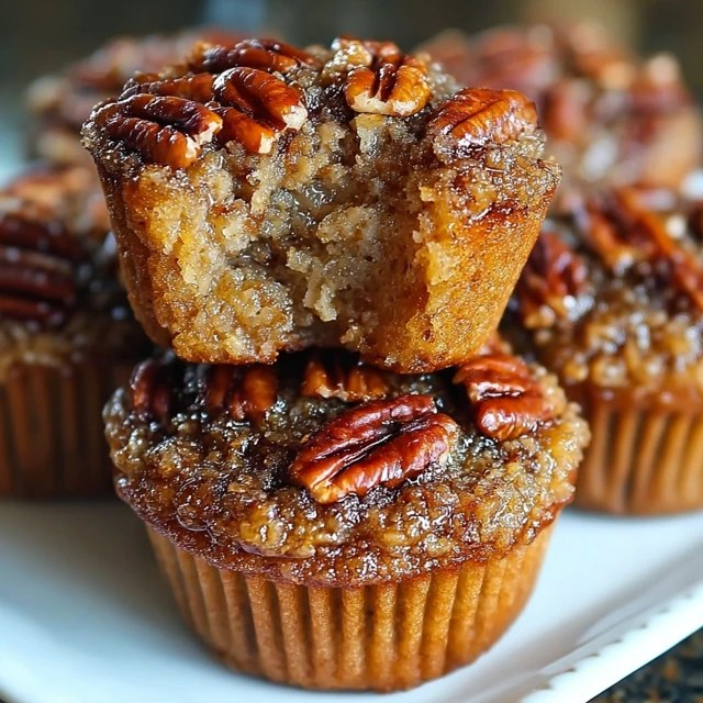 Pecan Pie Muffins (Brown Sugar Butter Batter, Chopped Pecans, 4 Ingredients, 30 Min)