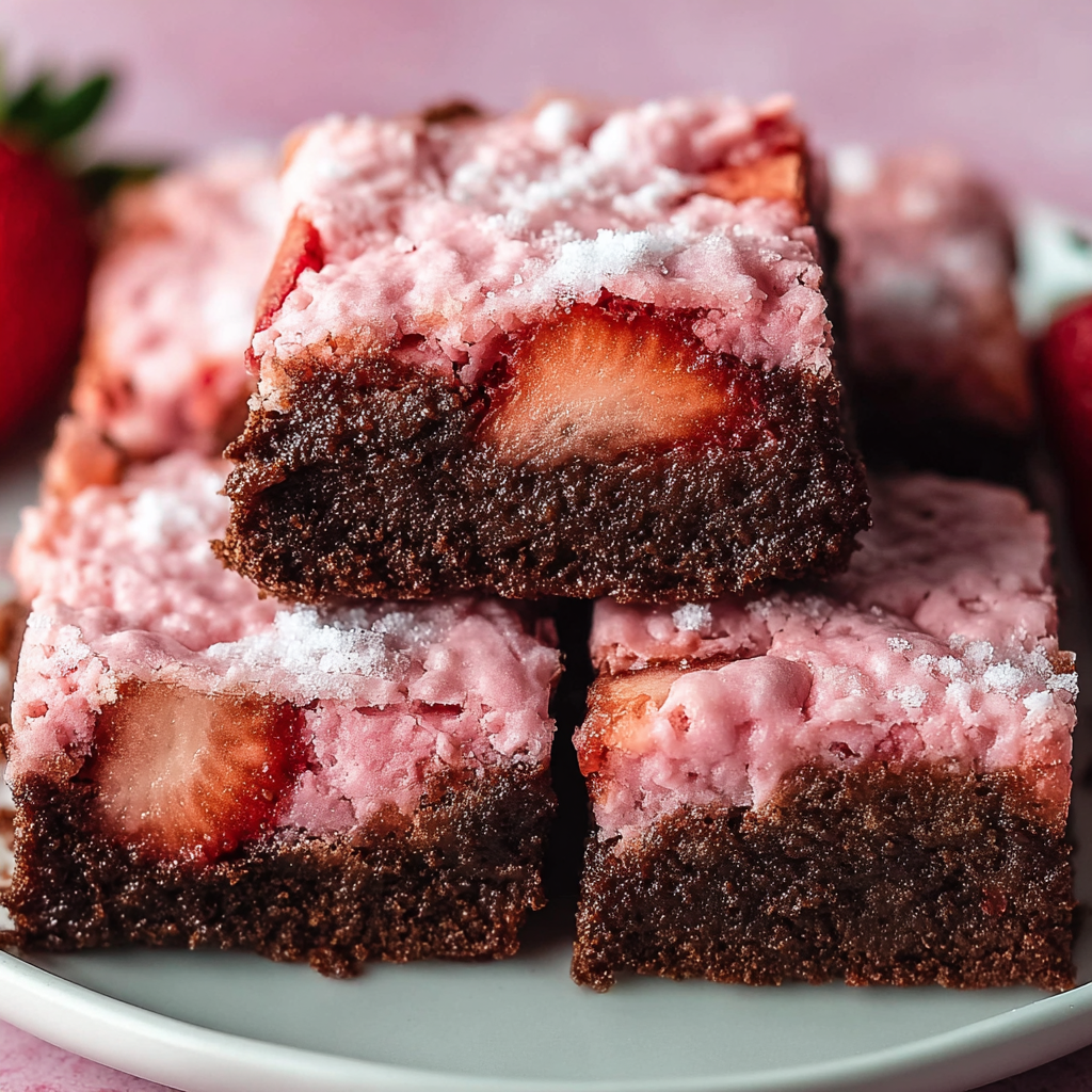 Irresistible Strawberry Brownies Using Cake Mix