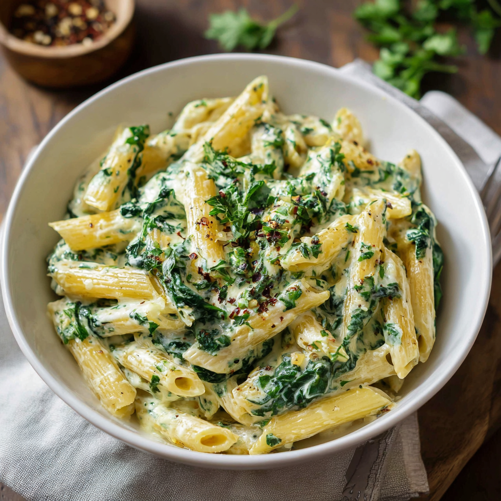 Quick and Creamy Pasta with Spinach Sauce (15-Minute Delicious Meal)