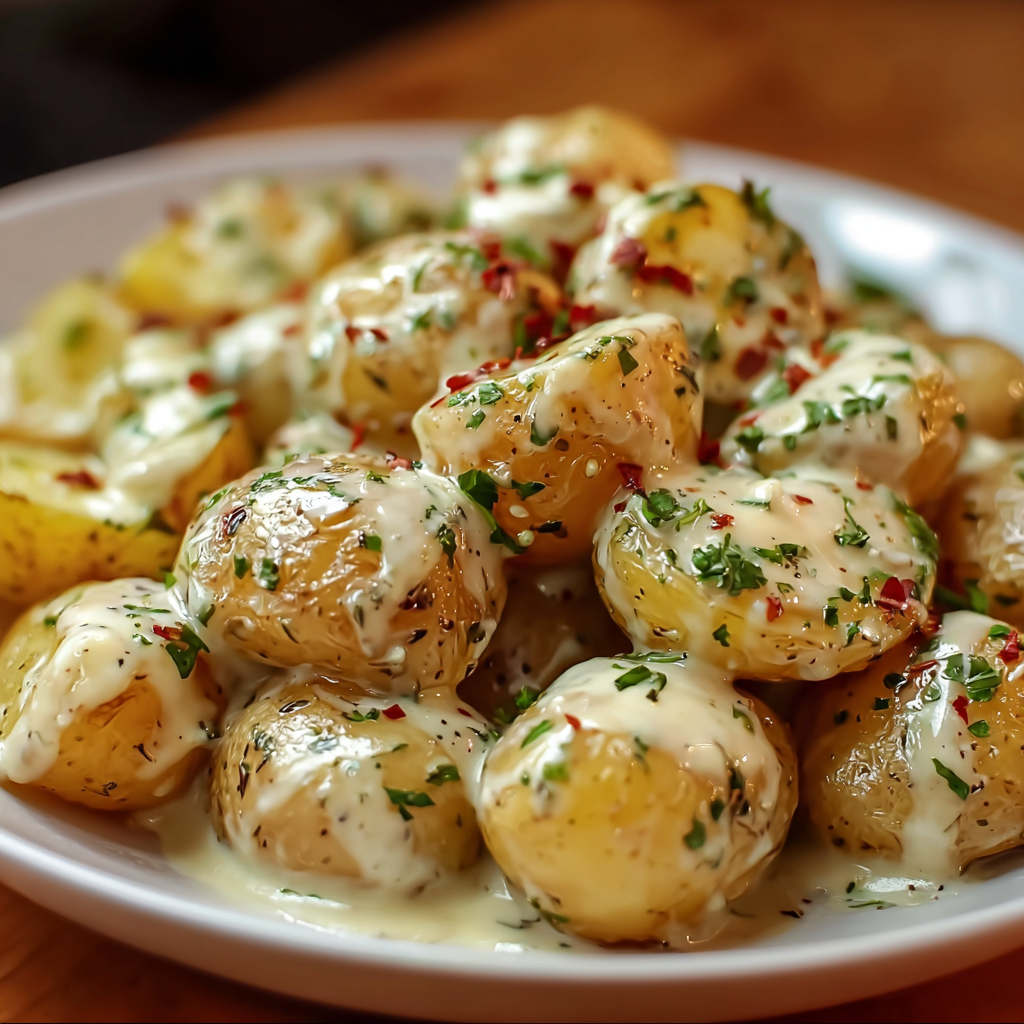 Creamy Garlic Baby Potatoes