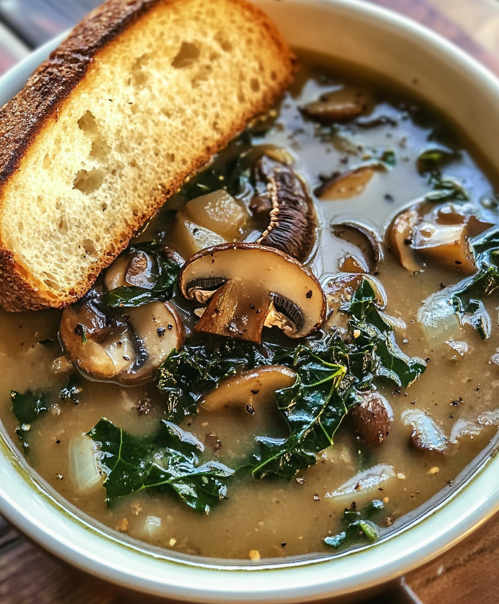 Wild Mushroom, Caramelized Onion, and Kale Soup: A Hearty Winter Bowl