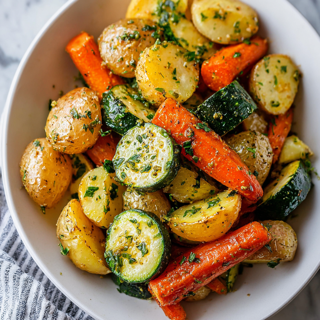 Garlic Herb Roasted Potatoes, Carrots, and Zucchini: Sheet Pan Perfection