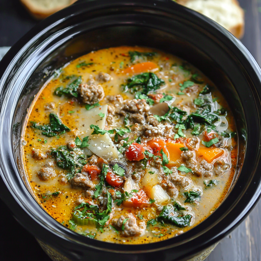 Slow Cooker Tuscan Sausage Soup: Cozy Comfort
