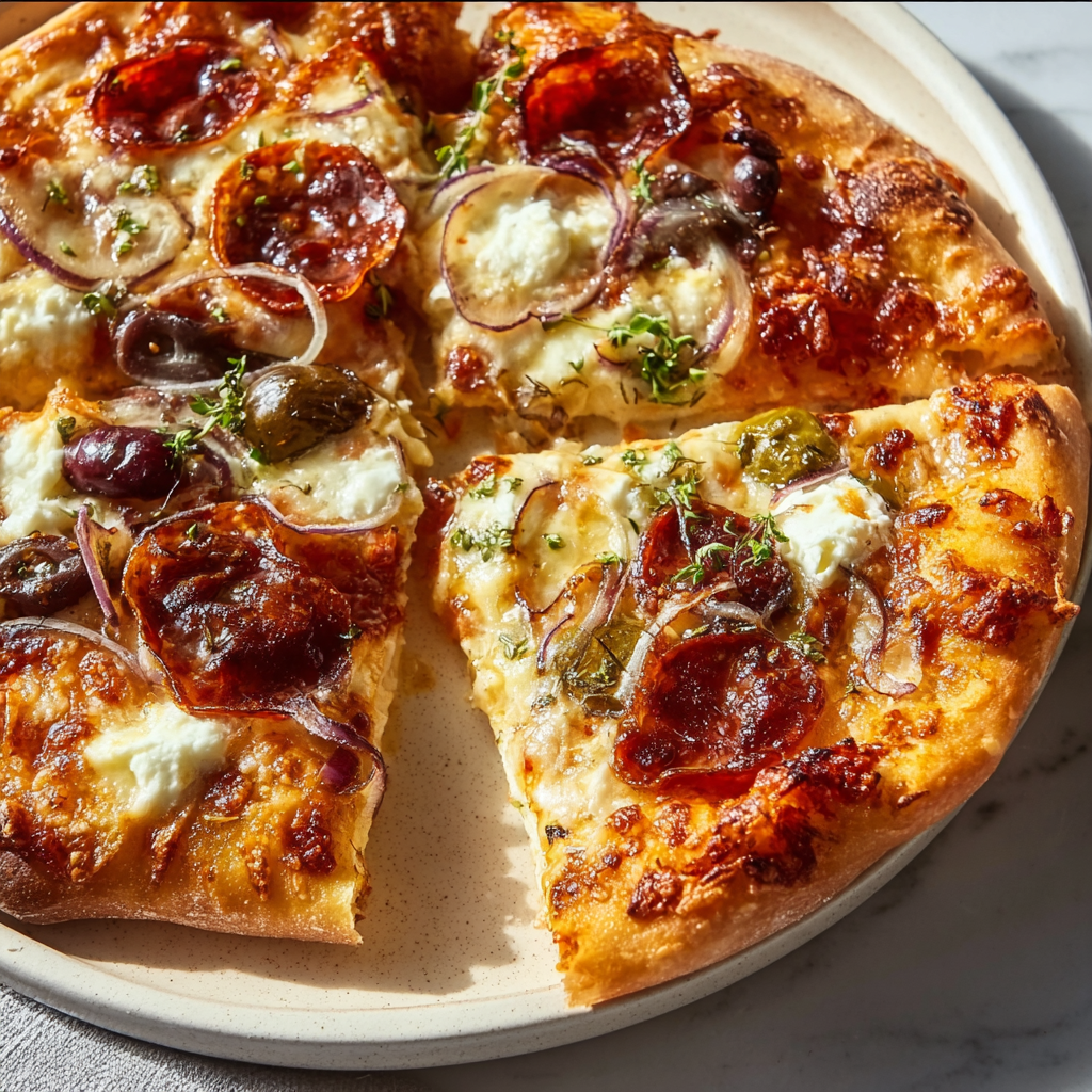 Greek Yogurt Pizza with Caramelized Onions &#038; Pepperoni: The High-Protein Miracle
