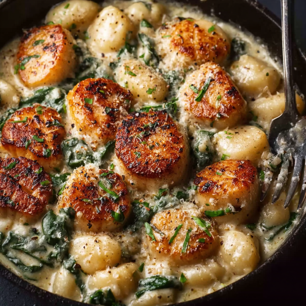 Pan-Seared Scallops with Pillowy Gnocchi &#038; Creamy Parmesan Sauce