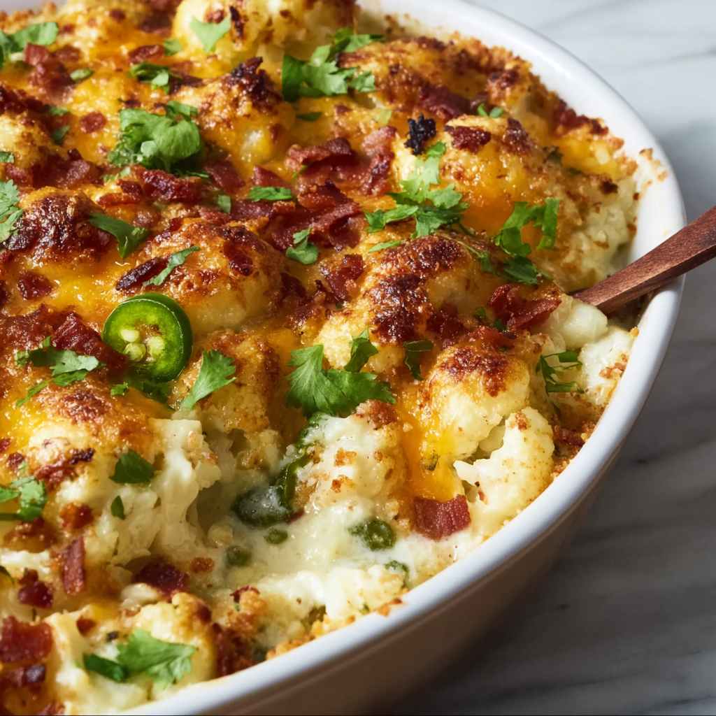 Jalapeño Popper Cauliflower Casserole