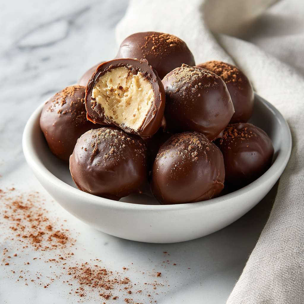 Creamy Eggnog Truffles with Dark Chocolate
