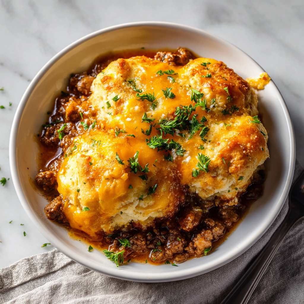 Cheddar Bay Ground Beef Cobbler (The Viral Comfort Food Mashup)