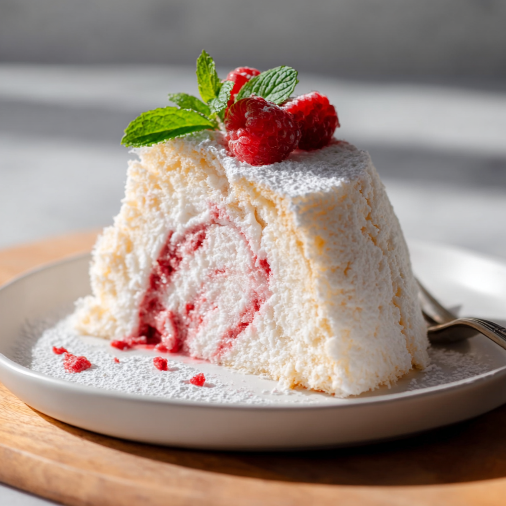 Raspberry Angel Food Cake (Light as Air &#038; Naturally Pink)